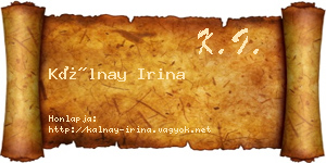 Kálnay Irina névjegykártya